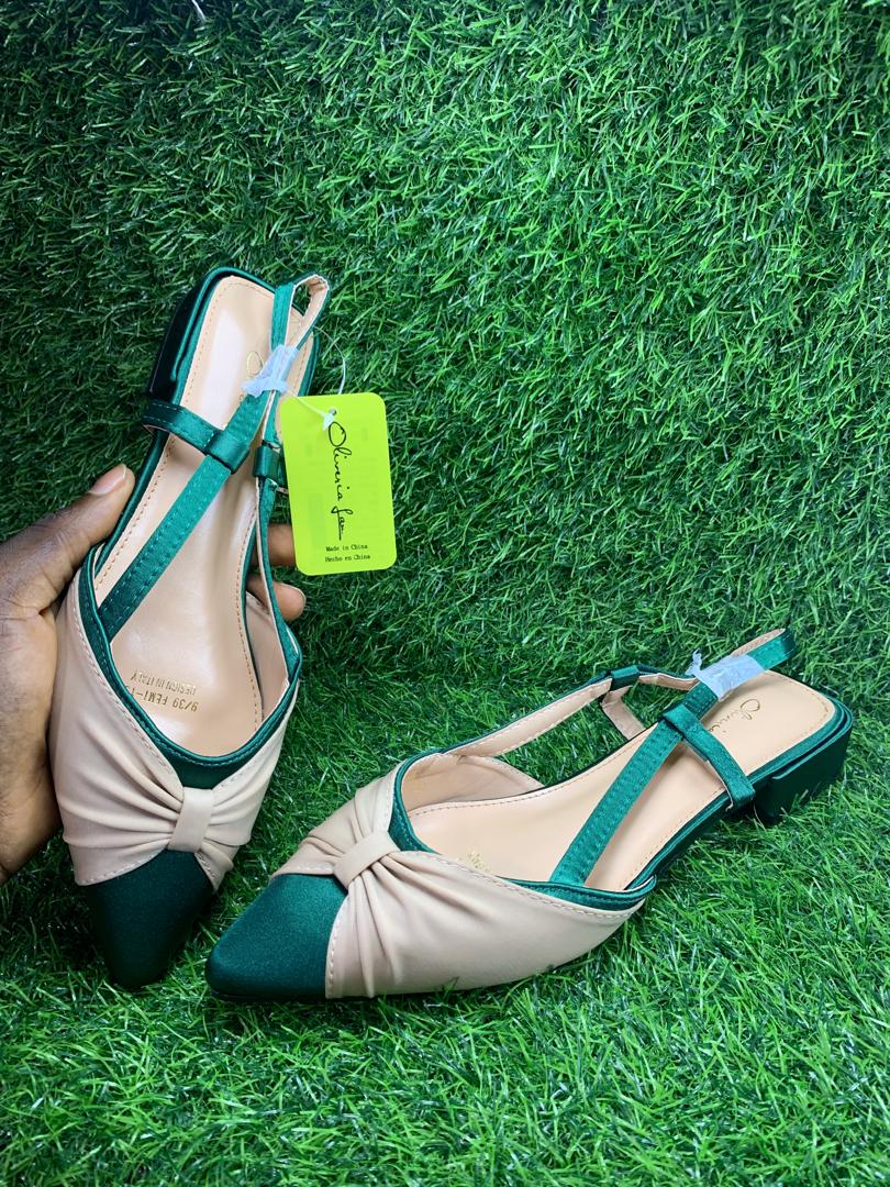 EN276G#Oliveria Lan GraceWeave Sandal Shoe – Green And Nude